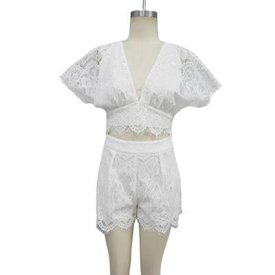 China Breathable tops and shorts sets summer leisure lace sets sexy factory wholesale ladies over the knee sleeveless OEM/ODM women, women regular for sale