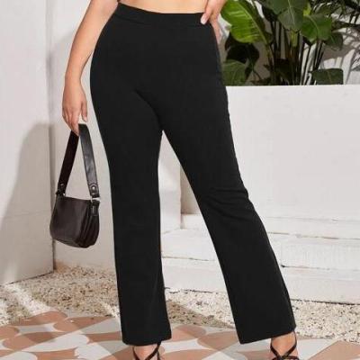 China Hot Selling Anti-wrinkle Ladies Clothes Black High Leg Casual Straight Waist Long Pants Culotte Plus Size Women's Pants For Buyer L-4XL for sale