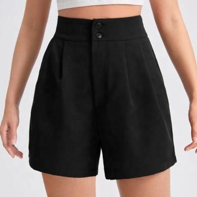 China Custom Made Anti-Wrinkle Ladies Clothes Solid Short High Waist Straight Leg Women's Casual Shorts for sale