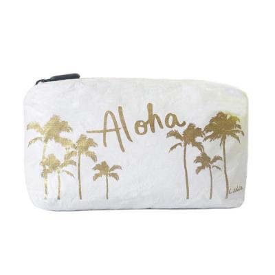 China Mini Pouch Tyvek Storage Bag Small Lightweight Cosmetic Waterproof Makeup Tear Resistant Gold Aloha Bag For Daily Use for sale