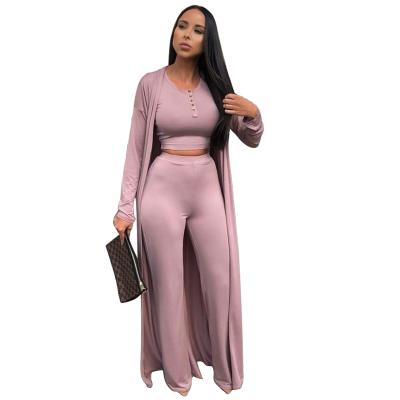 China Fashionable 2021 viable stretching solid color women cardigan plus size spats 3 piece set for fall for sale