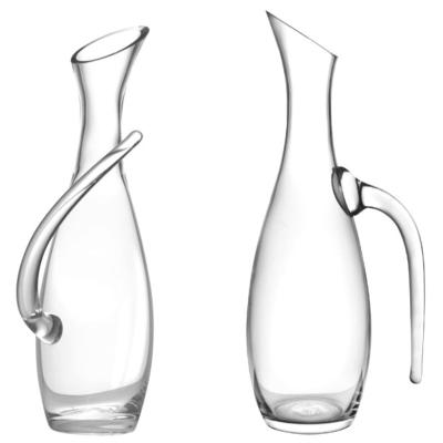 China Clear Glass Decanter Personalized Creative and Unique Lead Free Hand Blow With Handle Wine Decanter for sale