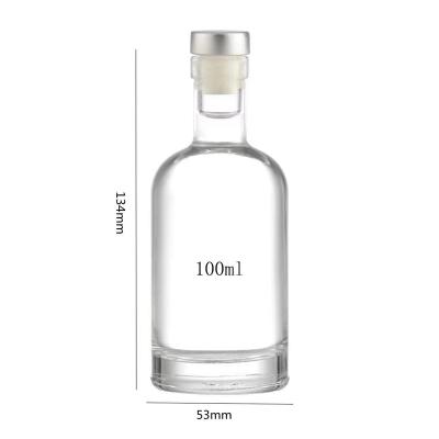 China Decaled 100ml Liquor Wine Storage Round Shape Whiskey Glass Bottle Essential Oil Glass Perfume Bottle for sale