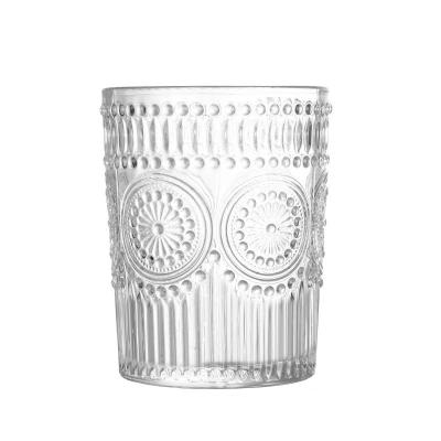 China Disposable Golden Rim Beer Whiskey Glass Tumbler Sunflower Design Drinkware High Quality Cheap Glass Cups for sale