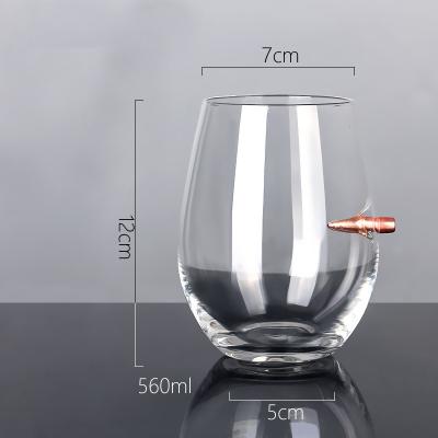 China 560ml Red Wine Stemless Wine Glass Bullet Inlaid Water Cup Whiskey Stemless Wine Glass for sale