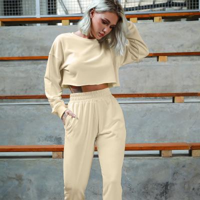 China Anti-wrinkle Custom Women Fall Winter Set Comfortable Cotton Jogging Suits For Women for sale