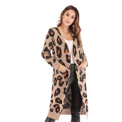 China Other New Arrival Women's Sweater For Winter Christmas Women's Sweater Leopard Warm Print Knitted Jacket Cardigan for sale