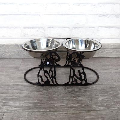 China Wholesale Non-automatic Dog Pet Bowl Metal Holder Metal Pet Feeding Bowl for sale