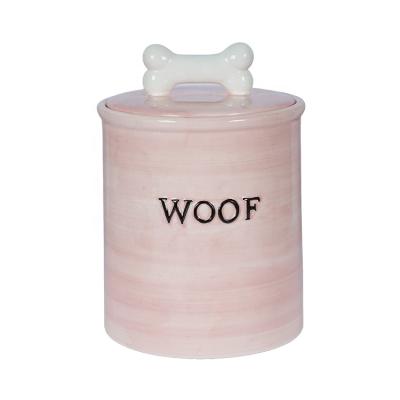 China Wholesale Customized Viable Ceramic Dog Cat Pet Treat Food Storage Jar for sale