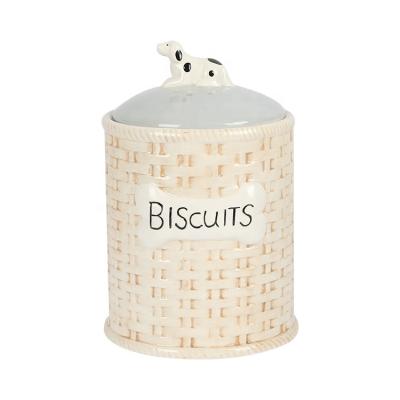 China Customizable Ceramic Pet Viable Accessories Canister Dog Food Storage Jar With Lid for sale