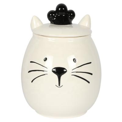 China Viable Pet Supplier Custom Logo Dog Cat Ceramic Pet Snacks Treats Jars Food Biscuit Storage Jars for sale