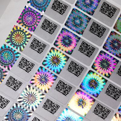 China Anti-Counterfeit Label Printed Wholesale Custom Qr Code Matched Self Adhesive Silver 3D 2D Hologram Foil Sticker for sale