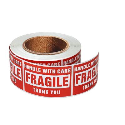 China Heat Sensitive Self Adhesive Fragile Sticker Label Handle with Care Warning Stickers for Shipping and Packing for sale