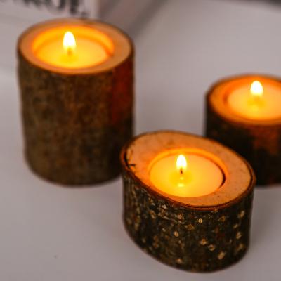 China Handmade New Arrival Wooden Candle Holder Household Wax Container Wooden Tealight Candle Holder For Wedding Decoration for sale