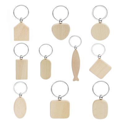 China New Arrival Wooden Key Chain Holder Various Shape Natural Wood Wooden Key Chain for sale