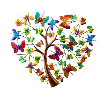 China Amazon Eco-Friendly Hot Sale Acrylic Metal Butterfly Wall Art, Colorful Bird Tree Metal Wall Art Decor, Metal Wall Art Decor For Home Decor for sale