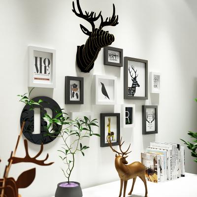 China Fashion 12 Pack Deer Head Wooden Collage Kit Custom Poster Drop Shipping Printing, PS Photo Frame Collage Wall Art and Hanging Template for sale