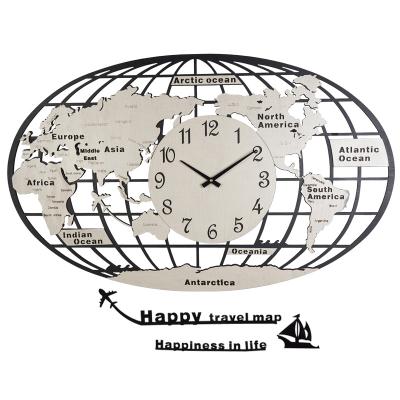 China Wholesale Antique Style Wall Clock World Map Wall Art Decor, Stock Art Map Wall Clock For Wall Decor, Wall Clock With Map For Home Decor for sale