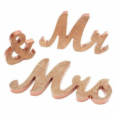 China Eco-Freindly Letter Wooden Alphabet Word With Glitter Wedding Party Home Decorative Wooden Numbers Open Letters Glitter For Wedding Anniversary for sale