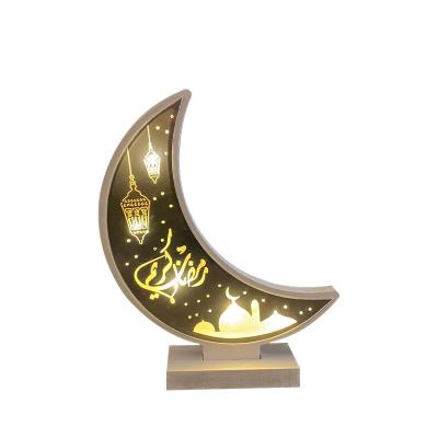 China Religious Wooden Moon Decorations Gift Patterned Furniture Eid Mubarak 2022 Ramadan Room Decor for sale