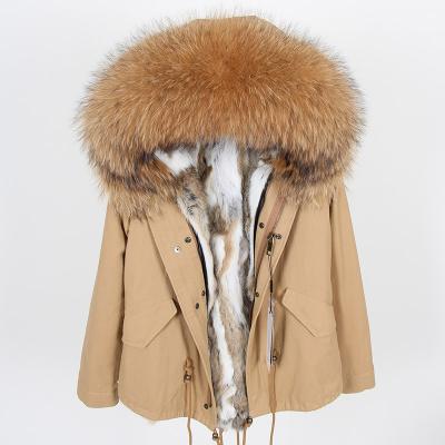 China Free Shipping Anti-wrinkle Real Rabbit Fur Parkas Winter Jacket Women Parka Fur Coat for sale