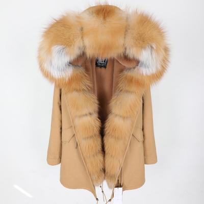 China Anti-wrinkle winter women coat thick real furs fox parka thick real fur hoodie coat for sale