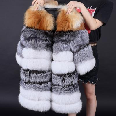 China free shipping high quality long winter anti-wrinkle fox fur coat female warm natural ladies fluffy fur coat for sale