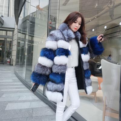 China Free Shipping Luxury Fox Fur Women's Anti-wrinkle Warm Thick Ladies Fox Fur Coat Long Winter Coat for sale