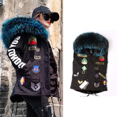 China 2021 Fashion Winter Vest Women Real Fur Collar Breathable Free Shipping Sleeveless Embroidery Vest for sale