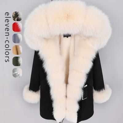 China free shipping Anti-wrinkle women winter coat real fox fur jacket fur parka hoody coat for sale