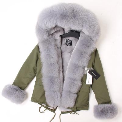 China free shipping natural Anti-wrinkle winter jacket parka fox fur collar parka fur coat women for sale