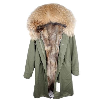 China free shipping one x lining real raccoon fur coat women real color fur parka winter for sale