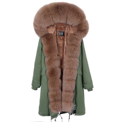 China 2021 free shipping one x long women's Anti-wrinkle winter parkas new real fox fur natural slim warm collar coats for sale