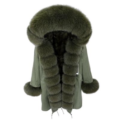 China Free shipping Anti-wrinkle real fox skin rabbit fur female overrun lining for winter jacket woman long over-knee warm parka for sale