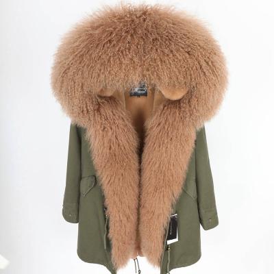 China Free Shipping Fashion Women's Winter Anti-wrinkle Women's Luxurious Lamb Fur Coats Warm Sheep Fur Parka for sale