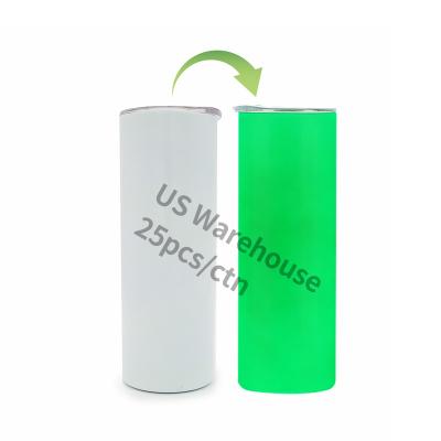 China US Disposable Free Shipping 20oz Sublimation Masks Luminous Tumblers Glow In The Dark Sublimation Tumbler With Lid And Straw for sale