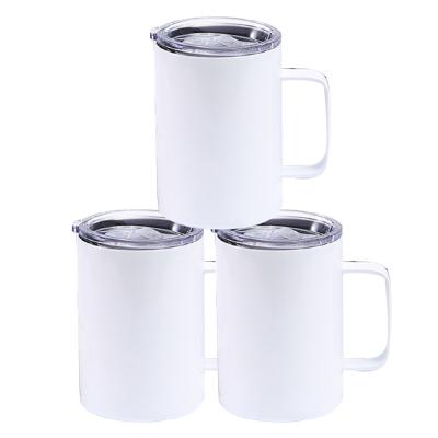 China Stainless Steel 12oz Disposable Sublimation Blanks White Straight Mug With Lid And Handle for sale