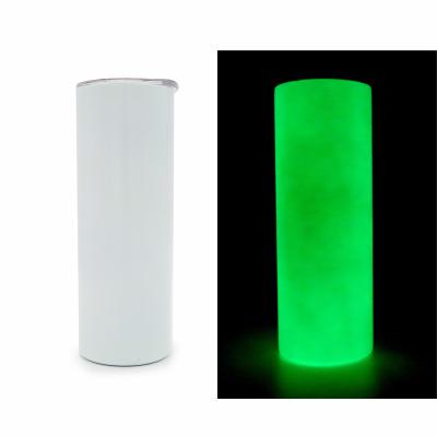 China Viable USA Supplier Wholesale Luminous Skinny Straight 20oz Glow In The Dark Vacuum Sublimation Tumbler for sale