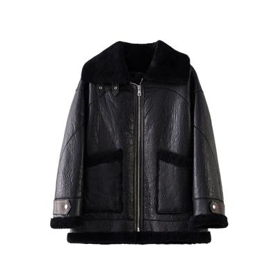 China 2021 Reversible Wholesales Girls Fur Coat Leather Jacket Black Real Box Custom for sale