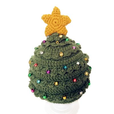 China COMMON Christmas Tree Stars With Glitter Children's Knitted Hats With Pom Pom Winter Knitted Hat Can Custom for sale