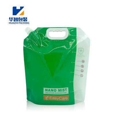 China Recyclable Customized Reusable High Capacity For 90% Alcohol Packaging Stand Up Spout Pouch With Plastic Handle for sale