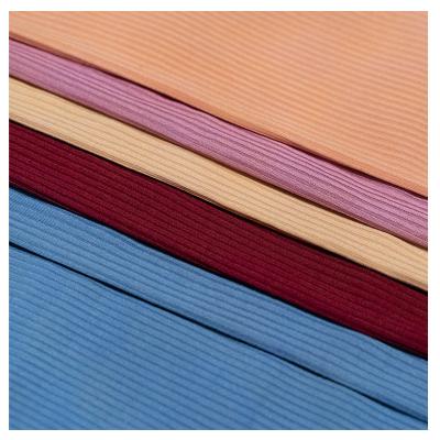 China Memory good quality knitted rib fabric polyester spandex dyed fabric for home clothes for sale