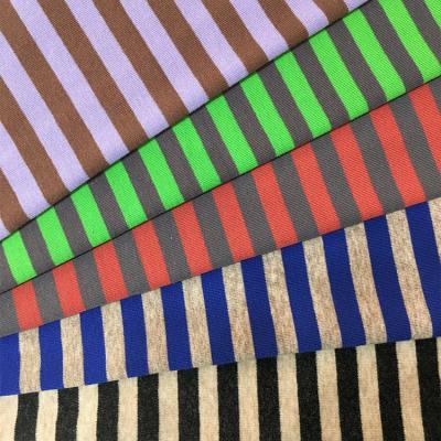 China Memory Stretch Rib 95% Spandex 5% Polyester Stripe Print Garment Pants Fabric for sale