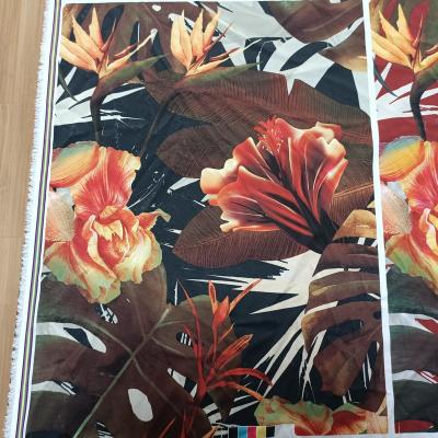 China Memory Soft Touch 50D 75D 100D 70-110 Gsm Woven Super Soft Polyester 4 Ways Stretch Spandex Printing Fabric For Dress for sale