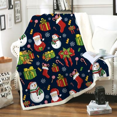 China PORTABLE Hot Sale Customize Selimut Super Soft High Quality Flannel Fleece Merry Christmas Festival Blanket for sale