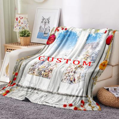 China PORTABLE Selimut Flannel Fleece Festival Custom Tie High Quality Merry Christmas Throw Blanket for sale