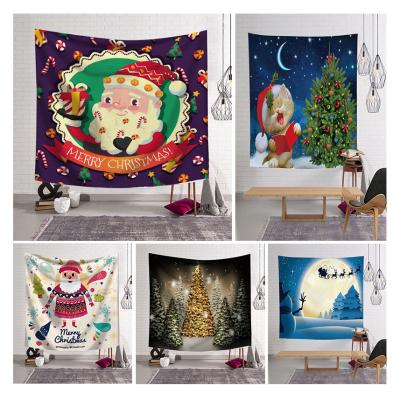 China Nordic Hot Sale Christmas Style Santa Clause Digital Custom Printed Home Decoration Living Room Wall Tapestry for sale