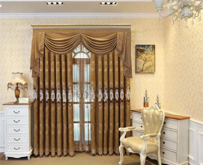 China Hot Selling Blackout Chenille Curtain Luxury Embroidered Textiles With Black Valance Curtain for sale