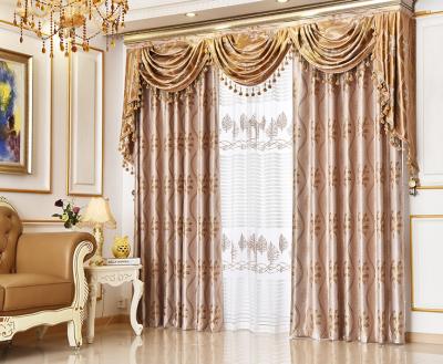 China 2021 Hot Selling Blackout Luxury Drape Europe Jacquard Fabric Curtains For Living Room Blackout Ready Made Curtain for sale