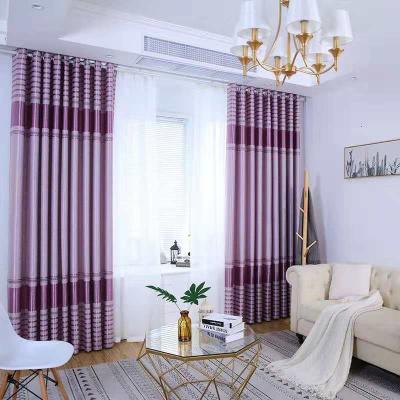 China Blackout Cortinas De Dormitorio Cheap Ready Made Living Room Jacquard Striped Fire Retardant Black Curtain for sale